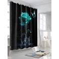 thumbnail image 3 of Shower Curtain Turquoise Rose Bathroom Curtains with Hooks, Waterproof Fabric Butterfly Splash Black Bath Shower Curtains Set for Bathroom Bathtubs Decor 36x72 Inch, 3 of 8