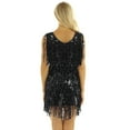 thumbnail image 3 of inhzoy Women's V Neck Shiny Sequins Tassel Latin Dance Dress, 3 of 7