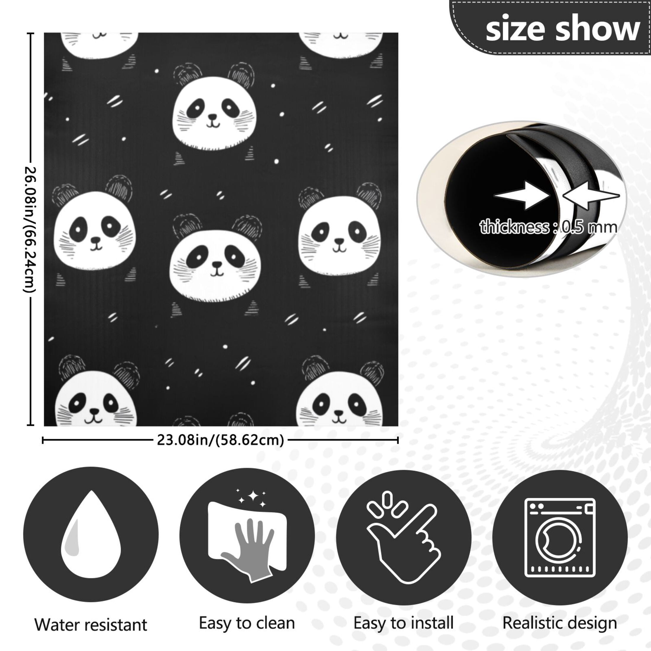 Dishwasher Magnetic Sticker 23x26 Inch Refrigerator Magnetic Sticker Washing Machine Magnetic Sticker Kitchen Panel Magnetic Sticker Home Decor Cartoon Black Panda Face
