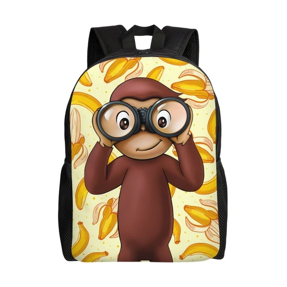 Curious Monkey George Backpack,3d Print Laptop Backpack Lightweight Casual Daypack Bookbag Multi-Function Travel Backpack