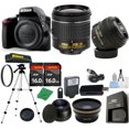thumbnail image 1 of Cámara Réflex NIKON D3300 DX - Versión Int. + Lente AF-P 18-55 Mm + Lente 50 Mm 1,8 G + KIT Inicio + Trípode + 2 Tarj. SD 16 Gb + Lector + Estuche + Gran Angular + TELE + FLASH, 1 of 1
