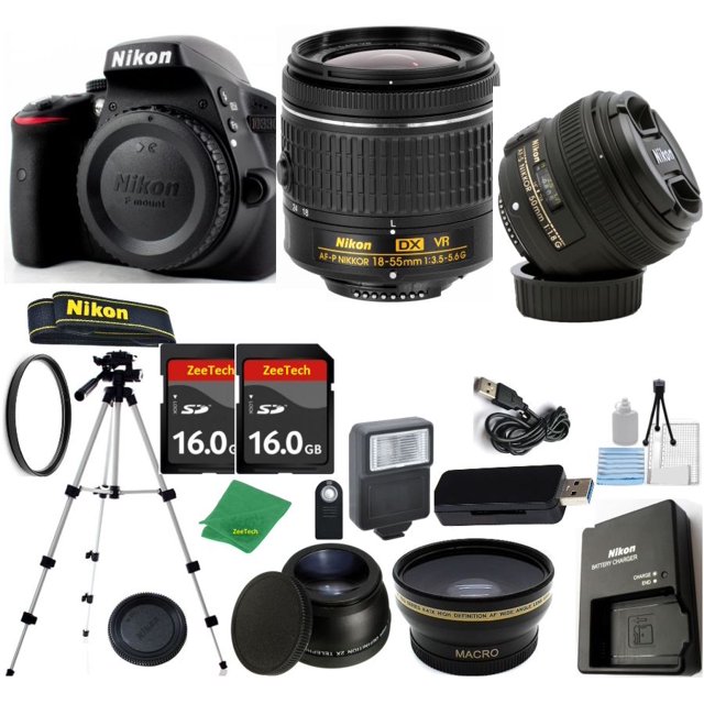 Cámara Réflex NIKON D3300 DX - Versión Int. + Lente AF-P 18-55 Mm + Lente 50 Mm 1,8 G + KIT Inicio + Trípode + 2 Tarj. SD 16 Gb + Lector + Estuche + Gran Angular + TELE + FLASH