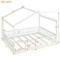 thumbnail image 3 of Full Size House Bed Solid Wood Floor Bed Frame with Fence Guardrails and Roof Montessori Bed Playhouse Bed for Children Girls and Boys, White, 3 of 7