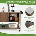 thumbnail image 2 of HOMEFUN Outdoor Grill Cart Kitchen Island with Storage Stainless Steel Top BBQ Prep Station Wicker Serving Bar Table with Hooks Wheels Backyard and Patio, Brown, 2 of 13
