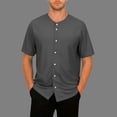 thumbnail image 2 of Men's Sun Protection Shirt Water Resistant Short Sleeve Button Down Shirts Quick Dry Cooling for Hiking Fishing Dark Gray, 2 of 8