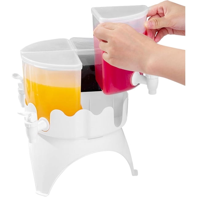 Dispensador de bebidas de 4 l con grifo, dispensador de agua fría desmontable de 4 rejillas, recipiente para agua de refrigerador giratorio de 360° para jugo, té helado y limonada