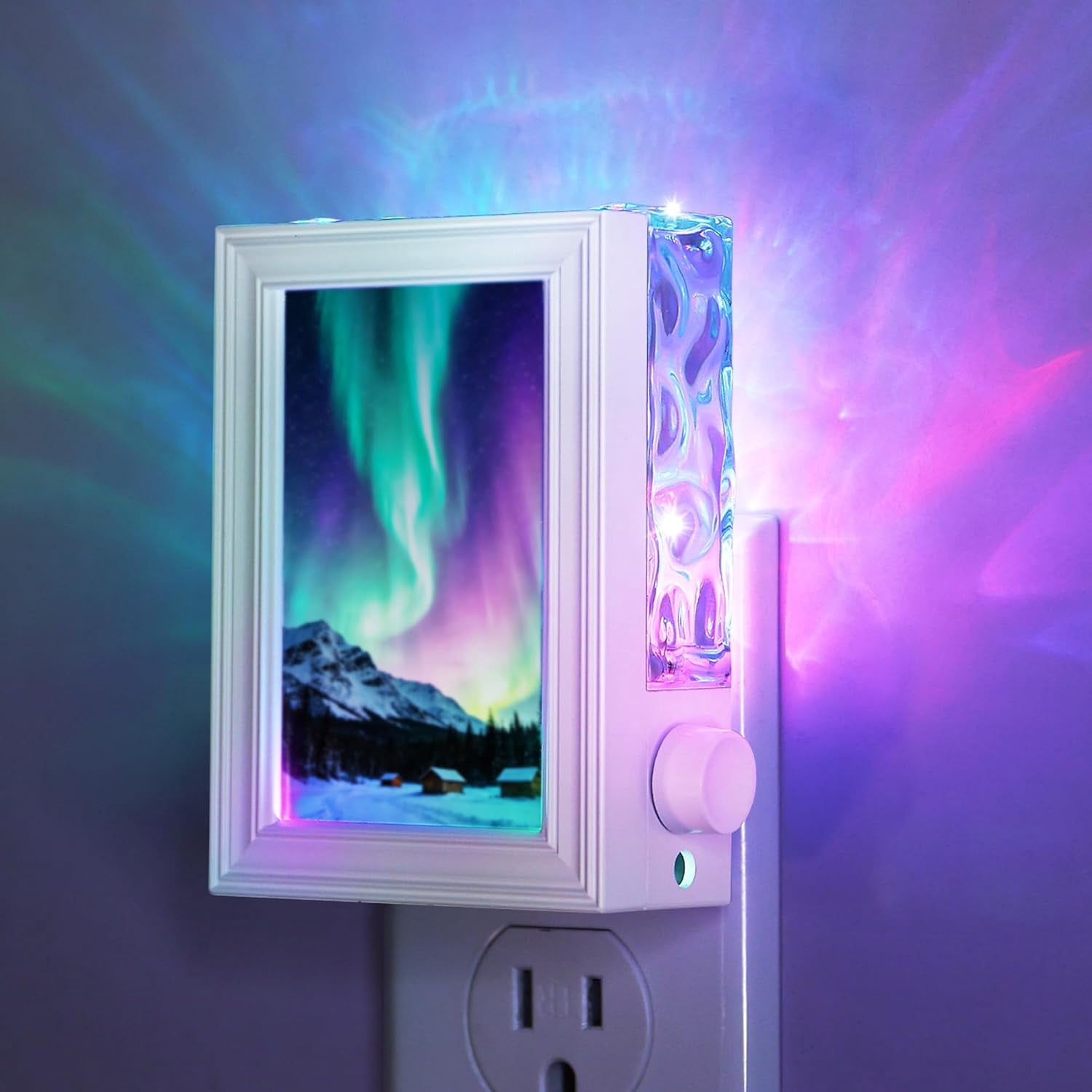 RGHJAR-﻿ Night Lights Plug Into Wall: Picture Night Light with 10 Color Change, Dusk to Dawn Sensor, Backlit Nightlight with Picture Frames for Women Teen Girl Birthday Gifts Northern Light Projector