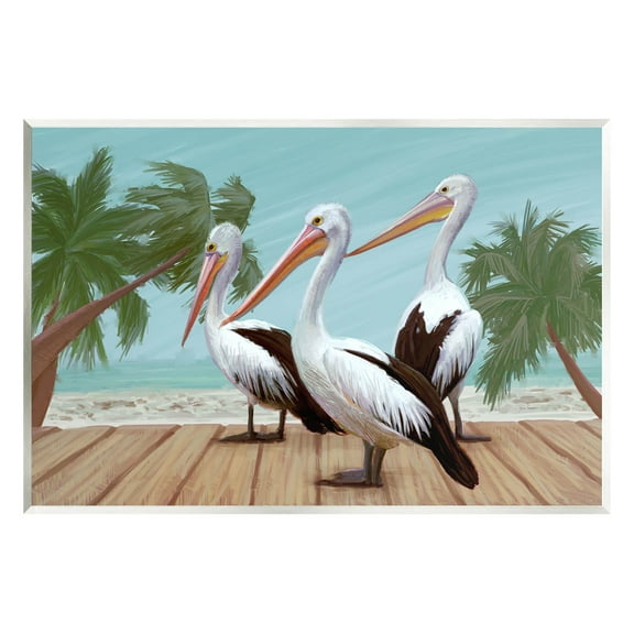 Stupell Industries Tropical Pelicans Beach Boardwalk Painting Unframed Art Print Wall Art, Design by Ziwei Li
