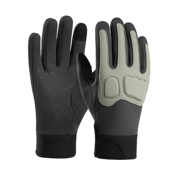 Guantes Motocicleta Guantes Fleece Interior Pantalla Táctil Función Antideslizante Ajustable para Conducción Motocicleta Hombres Mujeres Protección Fr Verde grisáceo