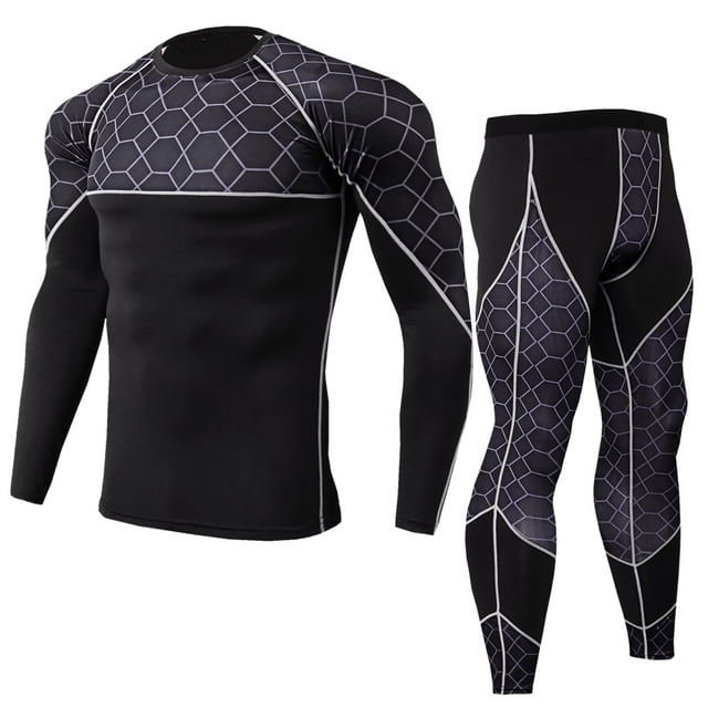 Guardurnaity Conjunto de ropa interior térmica para hombre, trajes transpirables de secado rápido, medias básicas, pantalones, ropa deportiva, ropa de conjuntos de ropa Gris SG Guardurnaity AP013632-04