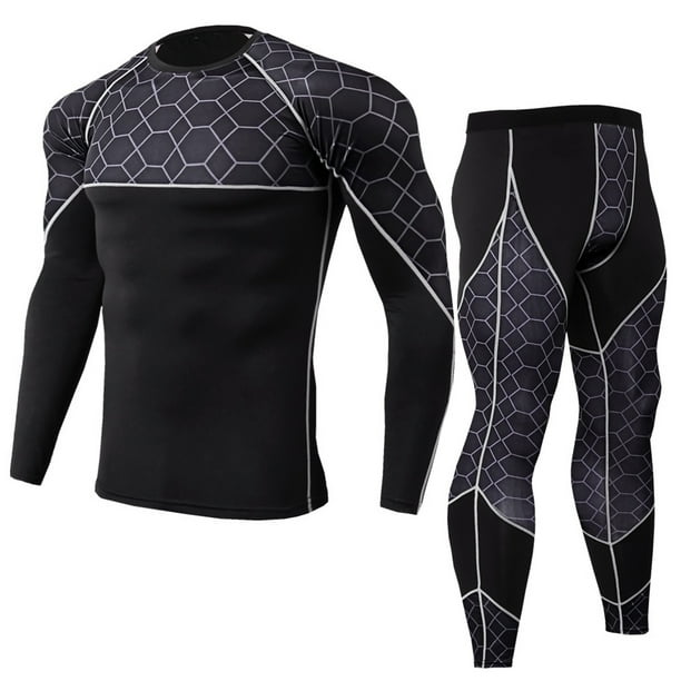 Qarigey Conjunto de ropa interior térmica para hombre, pantalones básicos de secado rápido, ropa deportiva, ropa de compresión, esquí, conjuntos de ropa Gris SG