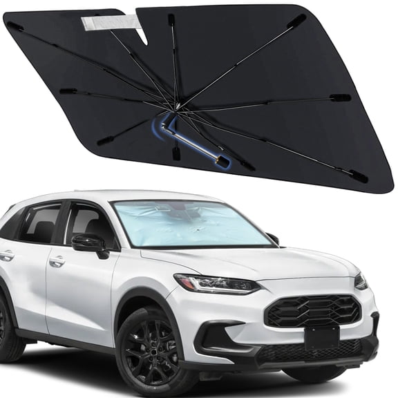 Windshield Sun Shade Umbrella for Honda HR-V 2023-2026, Foldable Car Sunshade for Front Window with 360° Rotating Shaft, Custom-Fit Parasol para Carro for UV Blocking & Heat Reduction