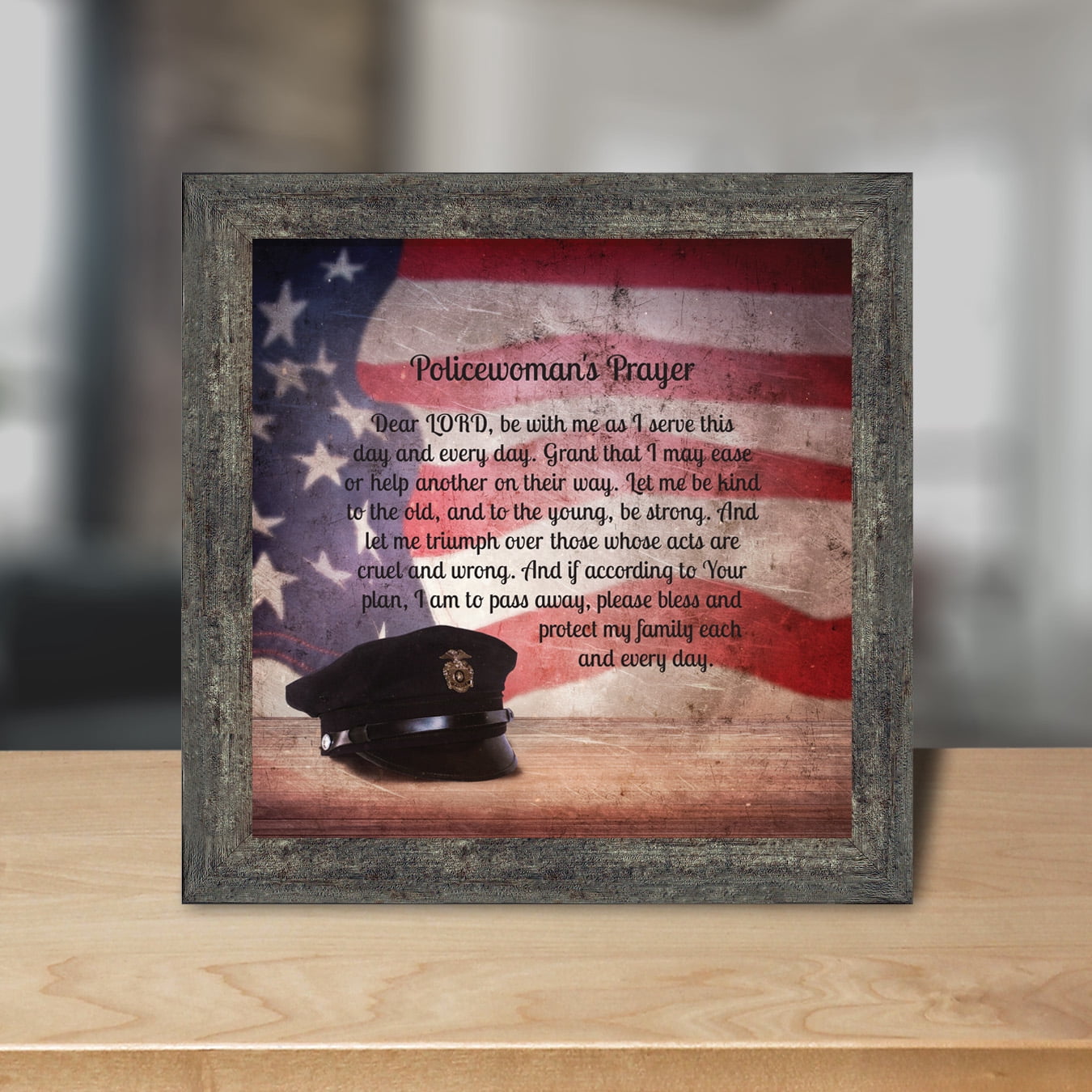 Policewoman's Prayer, Police Officer Gifts for Women, Police Woman Framed Poem, 8655BW