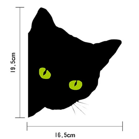 AkoaDa 2Pcs Black Cat Peek Car Truck Auto Vinyl Decal Sticker Graphic Reflective Car Stickers