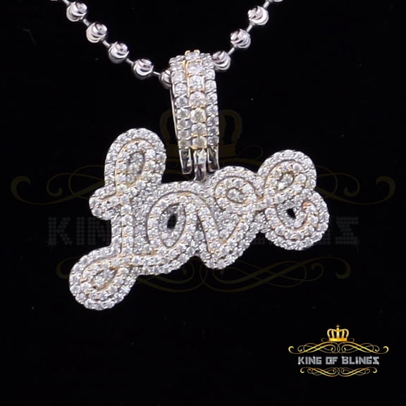 King of Bling's 2ct Moissanite Silver Attractive White LOVE Pendant for your men and Women