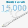 thumbnail image 3 of AILKIN Compatible with iPhone Charger Fast Charging 6ft Cords 2pcs Compatible with iPhone 14/13/12/11/10,White, 3 of 6
