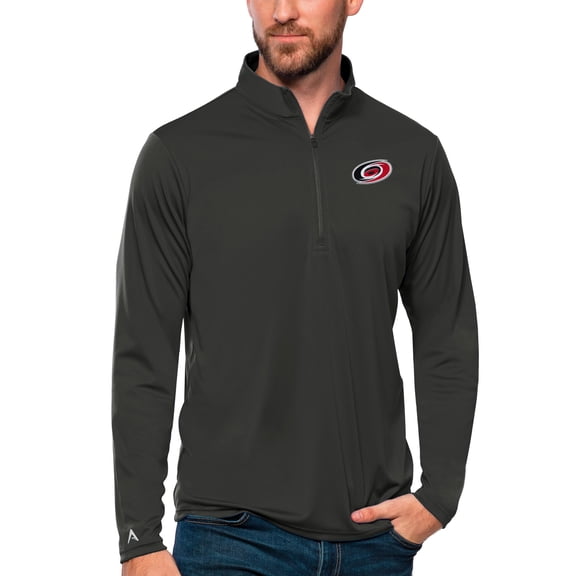 Men's Antigua Charcoal Carolina Hurricanes Tribute Quarter-Zip Pullover Top