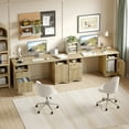 thumbnail image 6 of Bestier 59" Modern Executive Desk with Storage, Wood Home Office Desk with 2 Drawers & 3 Cabinet, Fluted Computer Writing Desk for Study, Living Room, Bedroom, Oak, 6 of 11