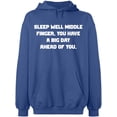 thumbnail image 2 of OXI Hoodie Sweatshirt - Sleep Well Middle Finger, Basic Casual Hoodie for Men's and Women Fleece Hoodie Long Sleeve - Indigo Blue Medium, 2 of 3