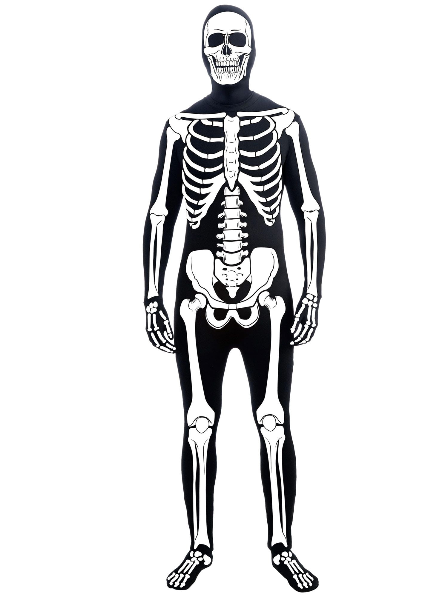 Halloween Mens Fancy Dress Up Male Skeleton Suit Outfit Costume One Size NEW 