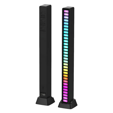 

GARENAS RGB Voice Activated Light Bar Wireless Voice Activated Light Bar 32 Bit Rechargeable Colorful Music Level Voice Activated Ambient LED Light Bar for Car Game Room Party