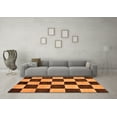 thumbnail image 3 of Ahgly Company Indoor Square Checkered Orange Modern Area Rugs, 3' Square, 3 of 4