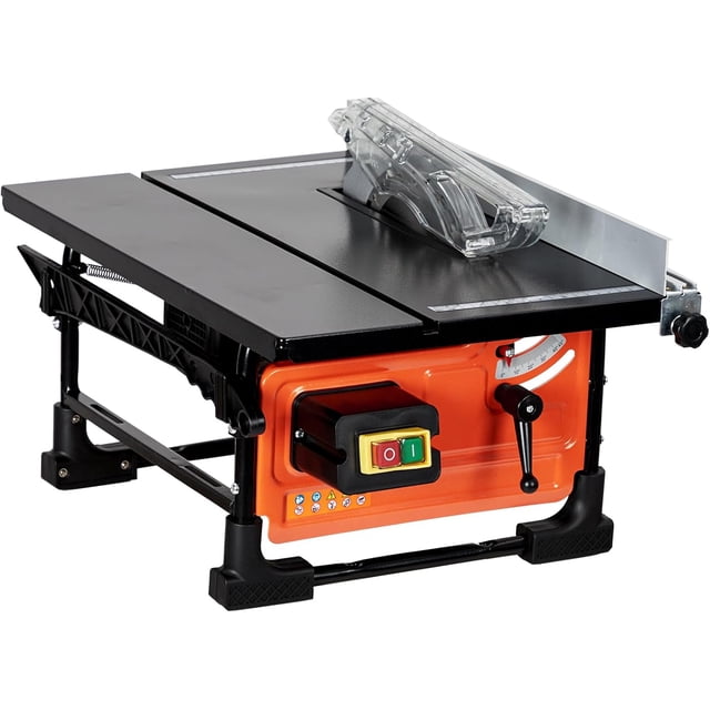 Portable 8-Inch Table Saw 800W 6.7-Amp Copper Motor 3576RPM Sliding Miter Gauge Compact DIY Woodworking Tool