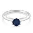 thumbnail image 2 of Gem Stone King 18K White Gold Blue Sapphire Engagement Solitaire Ring for Women (0.60 Cttw, Round 5MM, Gemstone September Birthstone, Size 6), 2 of 4