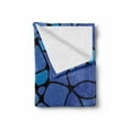 thumbnail image 2 of Blue and Black Soft Flannel Fleece Throw Blanket, Blob Look Uneven Shapes Pattern Stained Glass Inspired, Cozy Plush for Indoor and Outdoor Use, 60" x 80", Violet Blue Pale Blue, by Ambesonne, 2 of 6