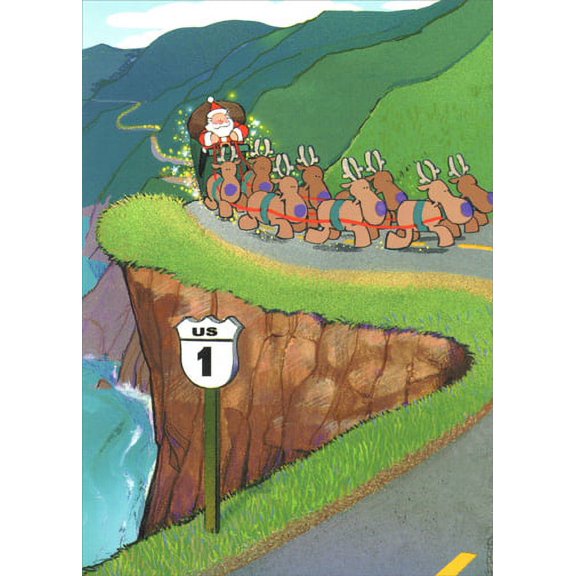 LPG Greetings Santa on US Route 1 Christmas Card (1 card/1 envelope)