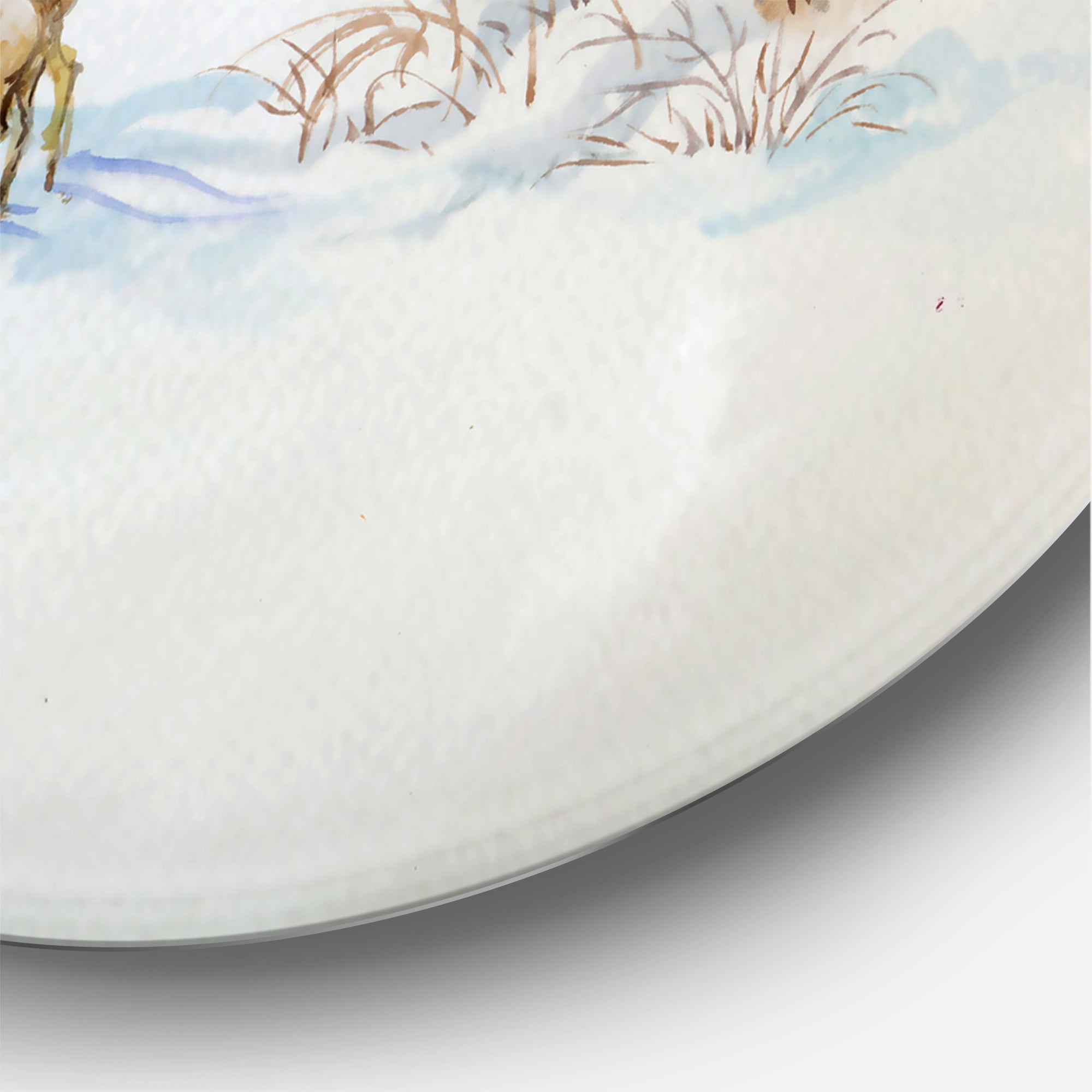 Designart 'Winter VIllage Life Landscape' Traditional Circle Metal Wall Art 36x36 - Disc of 36