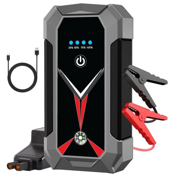 Panpaddle 4000A Portable Car Jump Starter, 10000mAh Power Bank with 4 Modes LED Light & Compass, Jump Box for 12V Gas/Diesel Engines, Black