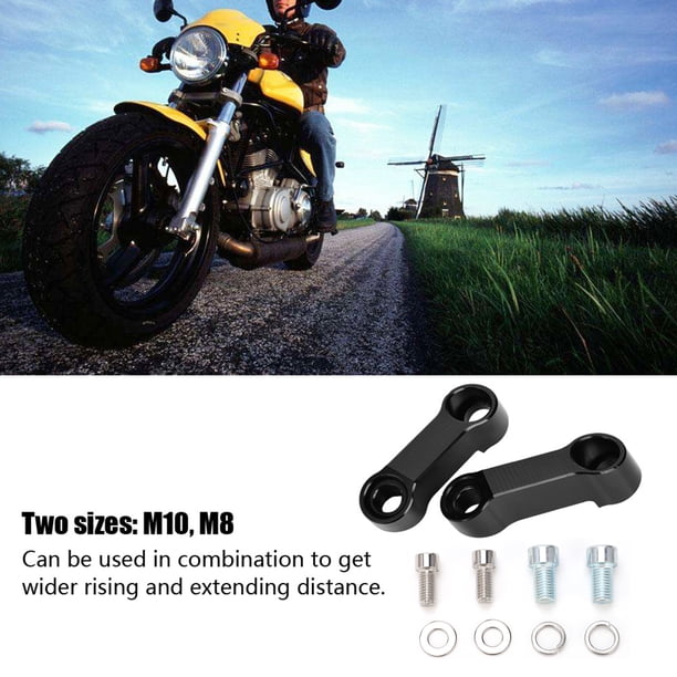 Elevador de espejo, extensor de espejo retrovisor para motocicleta de 10 mm y 8 mm, adaptador de espejo, diseño de clase mundial
