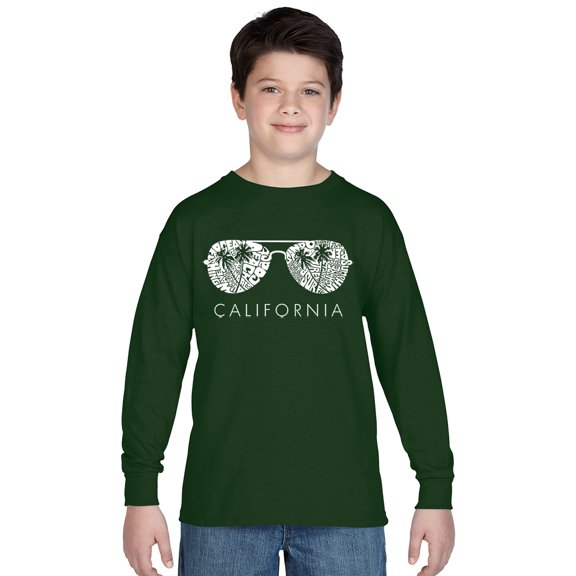 LA Pop Art Boy's Word Art Long Sleeve - California Shades