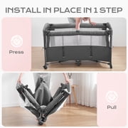 5 in 1 Pack and Play, Easy Folding Portable Playards, Baby Bassinet Bedside Crib with Mattress, Diaper Changer and Music Mobile