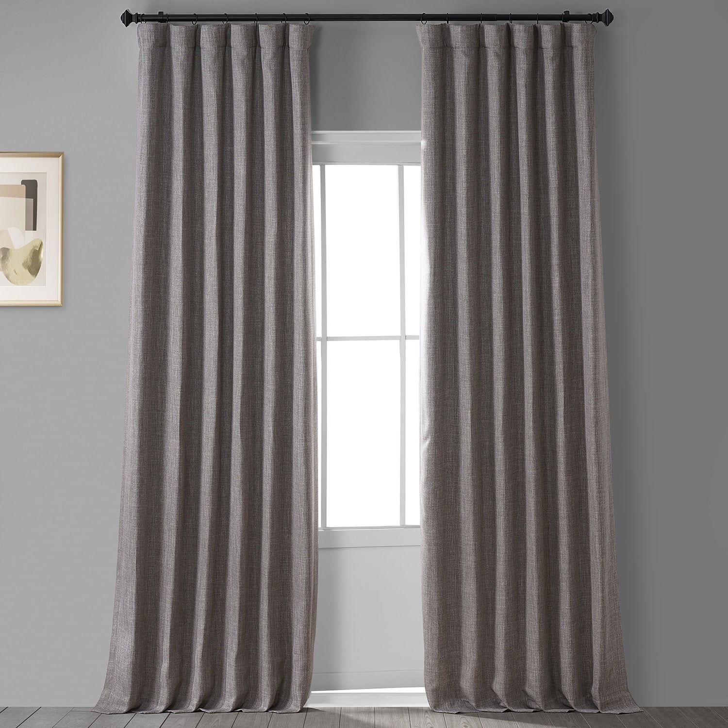 Exclusive Fabrics Faux Linen Room Darkening Curtain(1 Panel) mink 50 X
