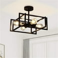 thumbnail image 5 of Industrial 4-Light Semi Flush Ceiling Light Fixture Modern Rectangle Frame Ceiling Lamp for Island Bedroom Hallway, 5 of 8