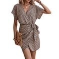 thumbnail image 6 of Waist Tie Floral Short Sleeve Dress, Elegant Versatile Dress for Dating Party Daily Commute, 6 of 6