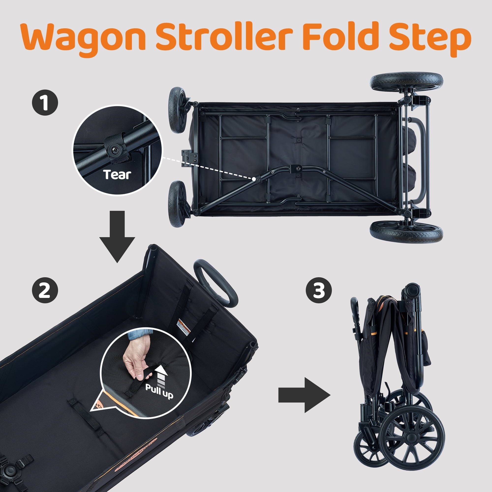 Pamo Babe Wagon Stroller, 2-Seat and All-Terrain Wagon with Canopy, Adjustable Handlebar for Toddlers, 1 Pack