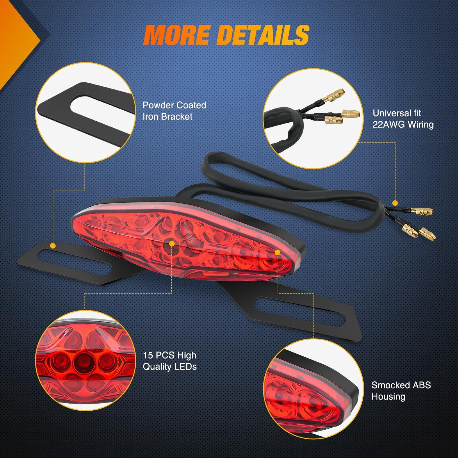 Nilight Motorcycle Tail Lights Led Brake Running Light with License Plate Bracket Dirt Bike Rear Lighting Compatible with Honda Yamaha Kawasaki Suzuki Chopper Turing Cruiser, Red