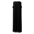 thumbnail image 7 of DHFJKG Womens Summer Dress Boho Retro Solid Color Round Neck With Pockets Long Dress Beach Vacation Clothes Versatile Dresses, 7 of 7