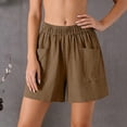 thumbnail image 5 of Bxsruta Women's Cotton Shorts High Waist Loose Fit Elastic Waistband Wide Leg with Pockets for Summer Casual Lounge, 5 of 7