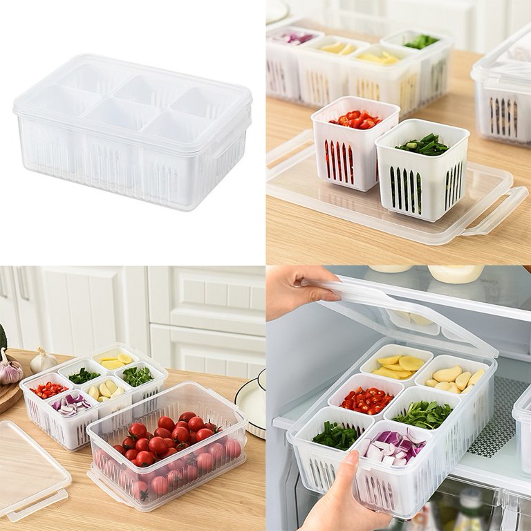 Crystalia Vegetable Storage Container Set of 3, Food Saver, BPA