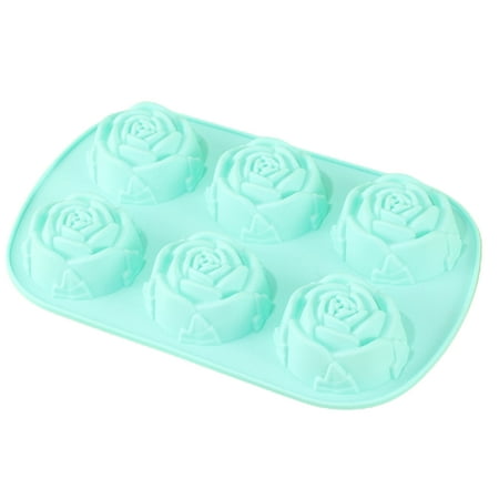 

greenhome Cake Mold Easy to Release Heat-resistant Non-stick Tear-resistant DIY Silicone 6 Grids Rose Shape Pudding Jelly Muffin Cup Mold Bakery Supply