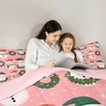thumbnail image 5 of Manfei Lovely Xmas Snowman 7 Pieces Bedding Comforter Set,Cute Christmas Wreath Full Bedding Set,Pink White Green Fitted Sheet Flat Sheet For Girl Teens,Breathable Home Decor Reversible, 5 of 9
