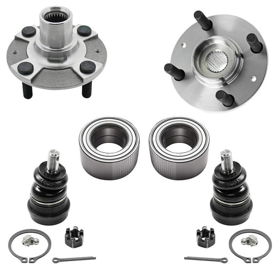 Detroit Axle - FWD Front Wheel Hub Bearings Kit for Hyundai 2012-2017 Accent, 2 Wheel Hub and Bearings Assembly 2 Wheel Bearings 2 Lower Ball Joints 2013 2014 2015 2016 Replacement