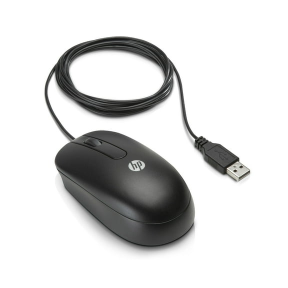 Restored HP Black Wired USB Mouse 2-Button with Scroll Wheel - 672652-001