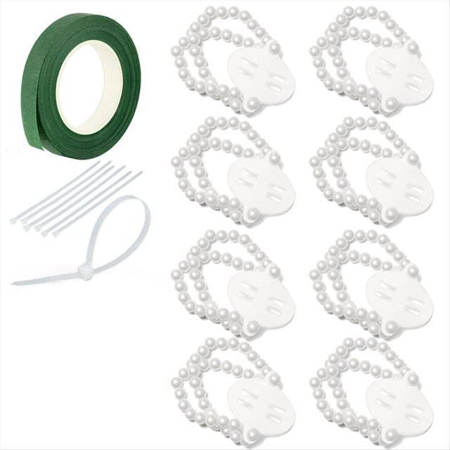 Banda de Pulsera con Ramillete 8 Piezas de Pulseras con Ramillete de Muñeca, Pulseras Elásticas para Fiesta de Boda, Fiesta de Graduación, Ramillete de Muñeca DIY, Perla