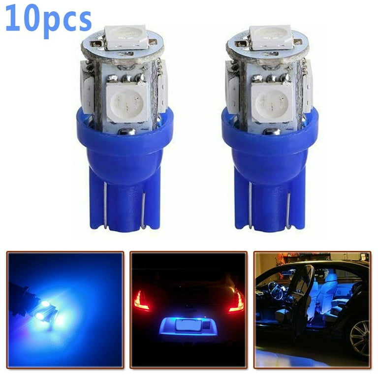 10PCS T10 Blue 194 168 2825 5050 5SMD LED Bright Car Lights Lamp Bulb Peanut
