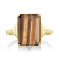 thumbnail image 3 of Gem Stone King 18K Yellow Gold Plated Silver Brown Tiger Eye Ring for Women (6.50 Cttw, Emerald Cut 14X10MM, Gemstone Birthstone, Available in Size 5, 6, 7, 8, 9), 3 of 5